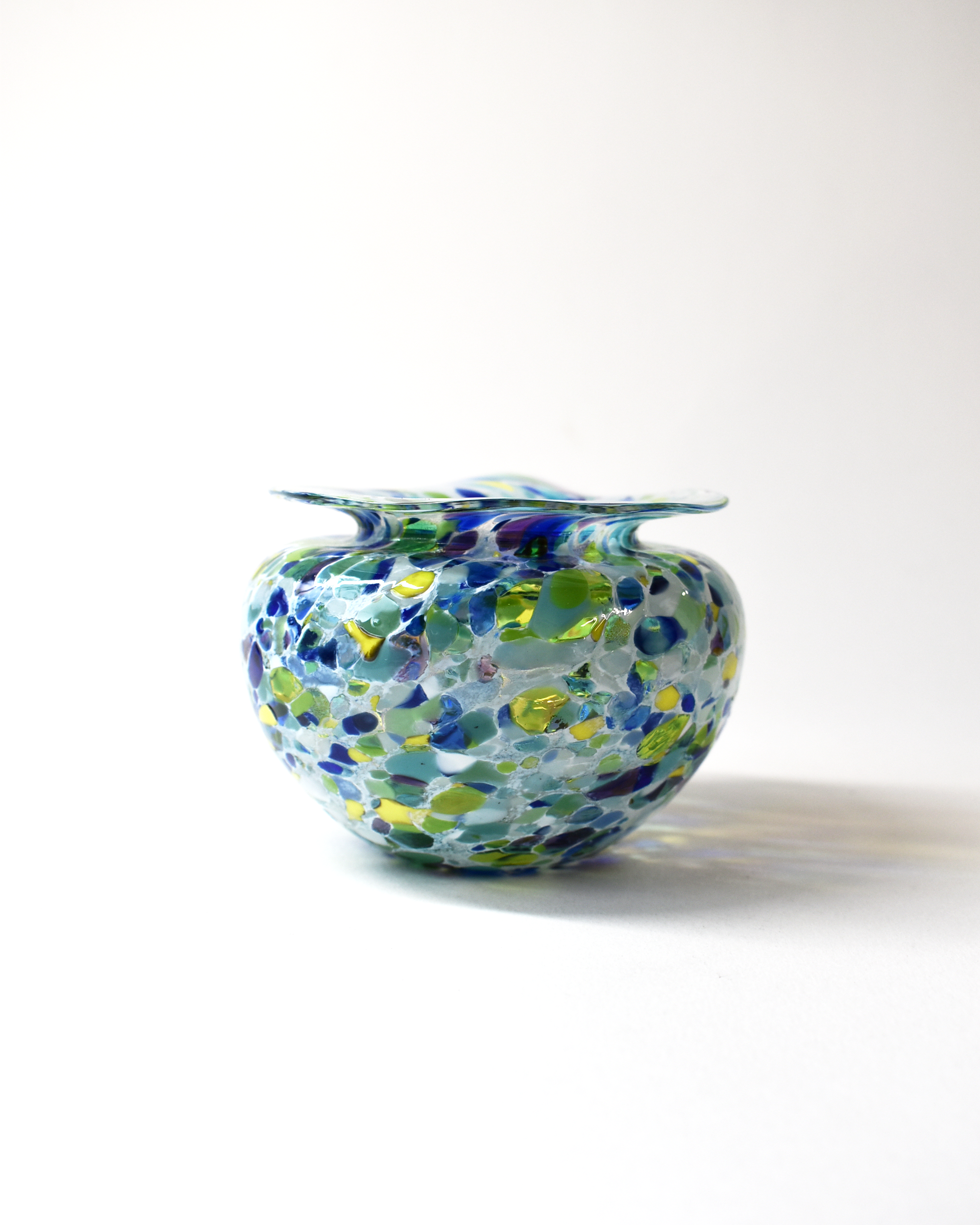 Handblown Blues & Greens Blown Glass Posy Vase