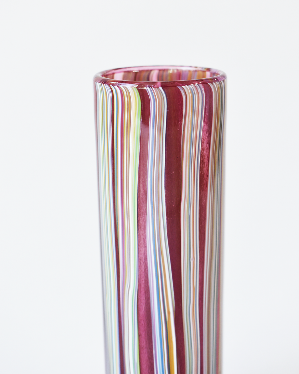 Cranberry Pink 'Coastal Stripe' Cylindrical Vase