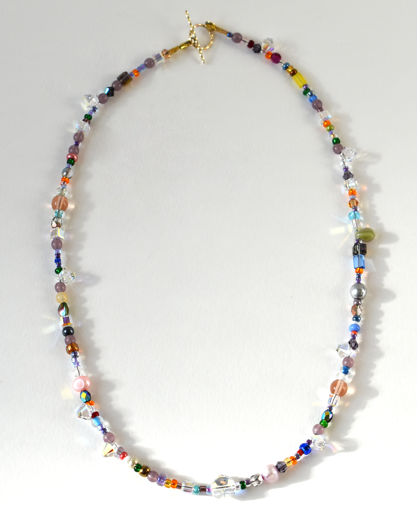 Shimmering Rainbow Seed Bead Necklace