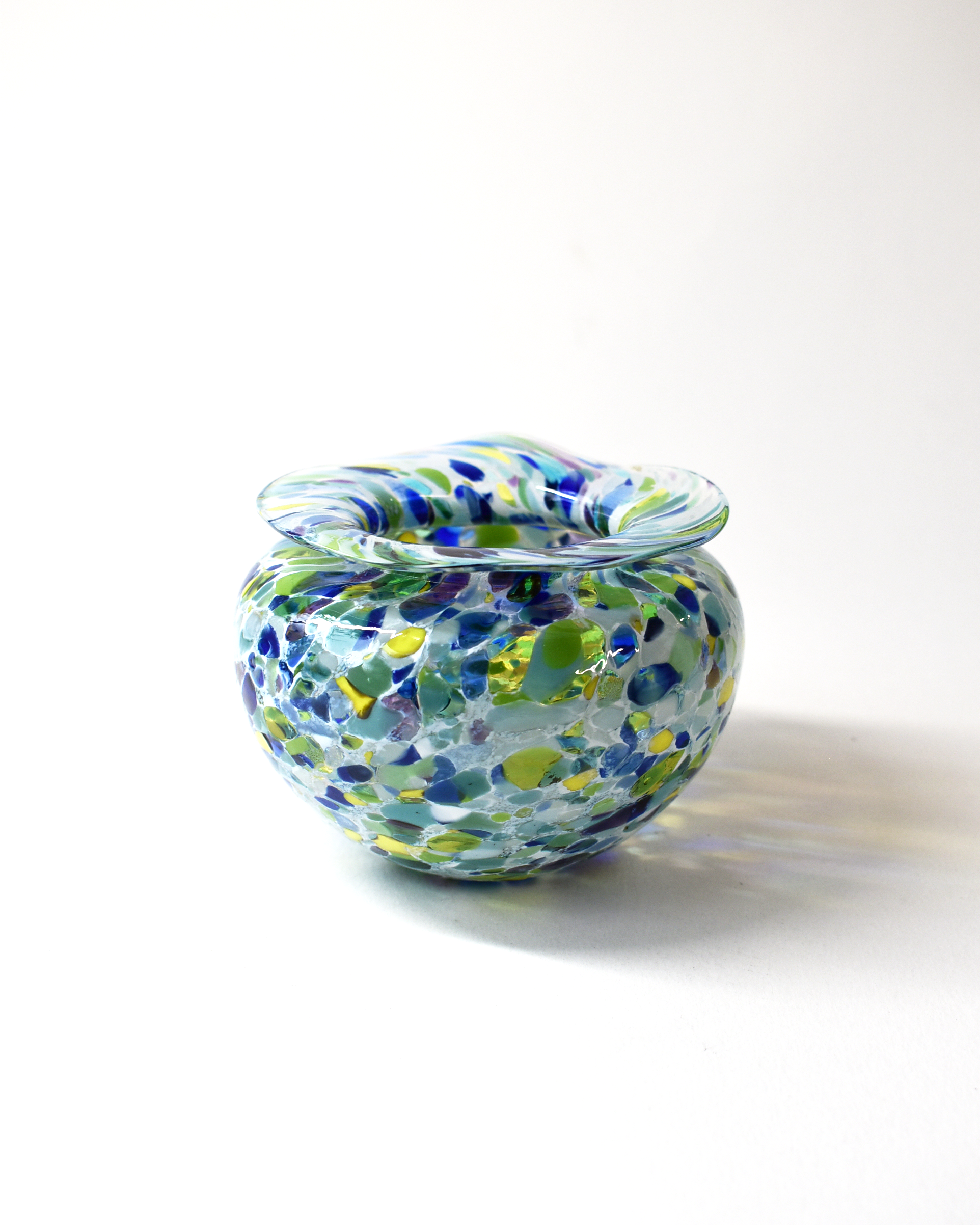 Handblown Blues & Greens Blown Glass Posy Vase