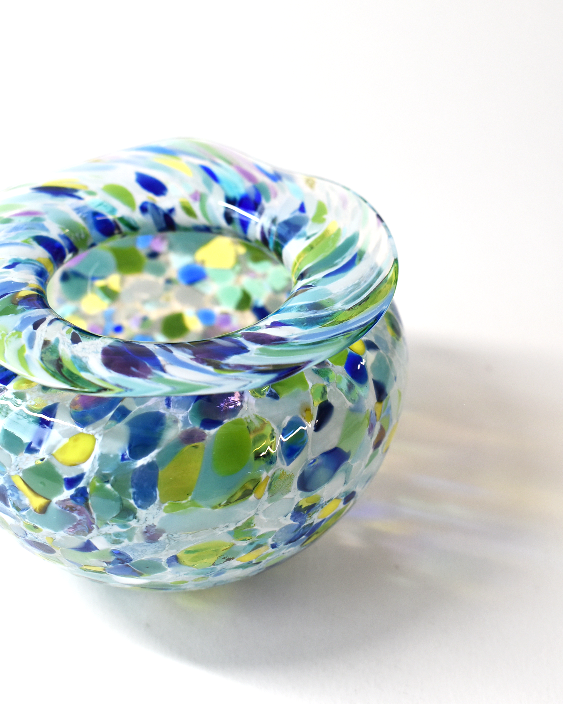 Handblown Blues & Greens Blown Glass Posy Vase