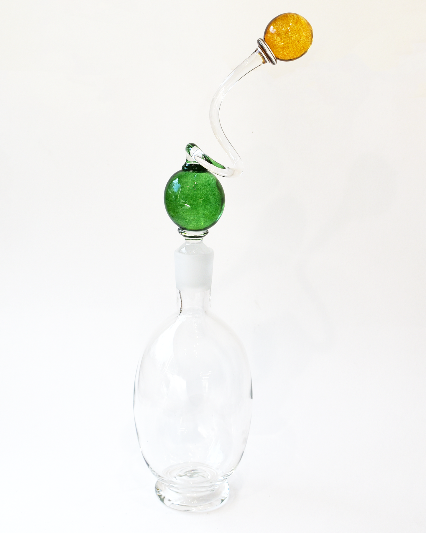 Amber & Green 'Colourball' Blown Glass Decanter
