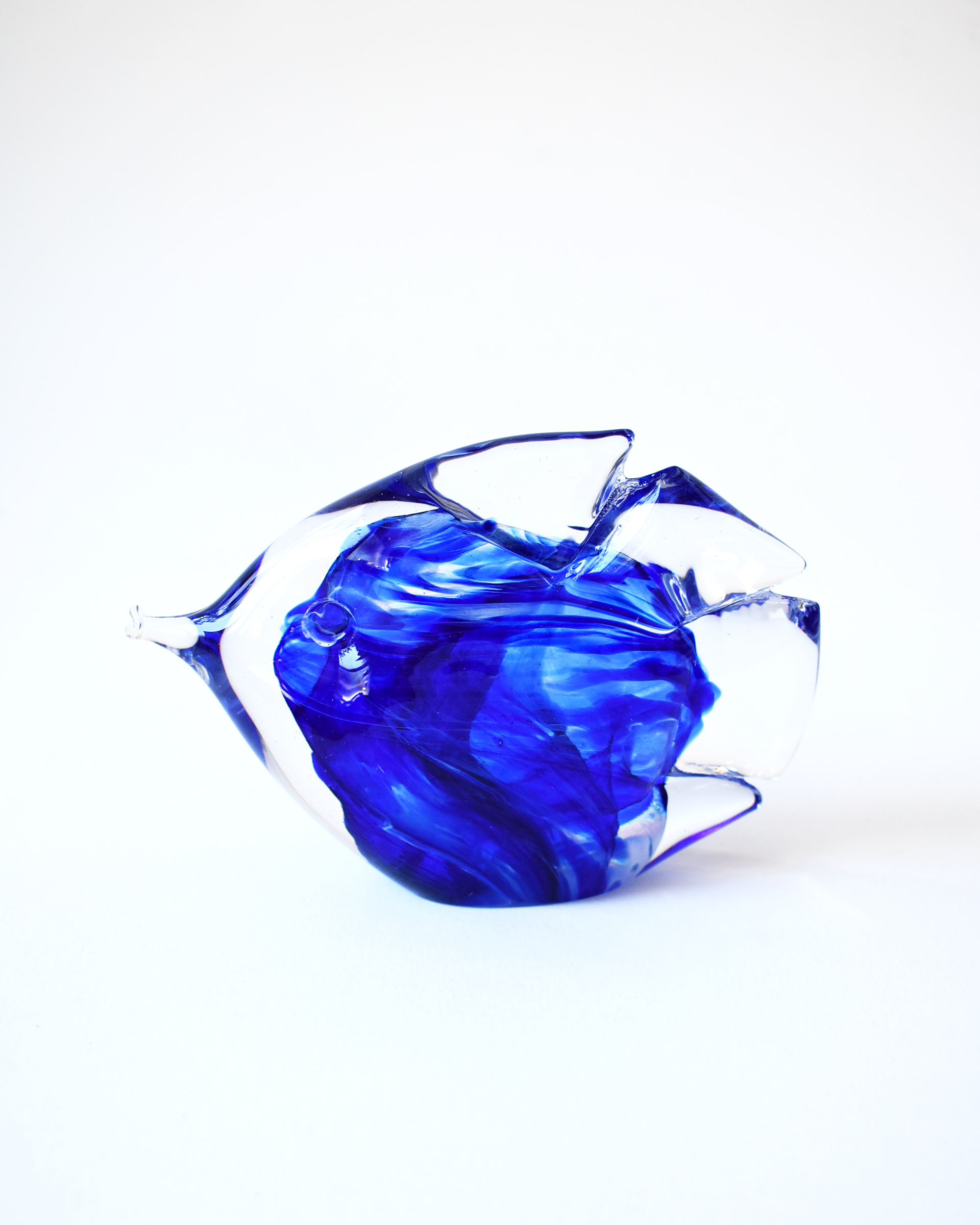 Streaky Royal Blue Glass Fish