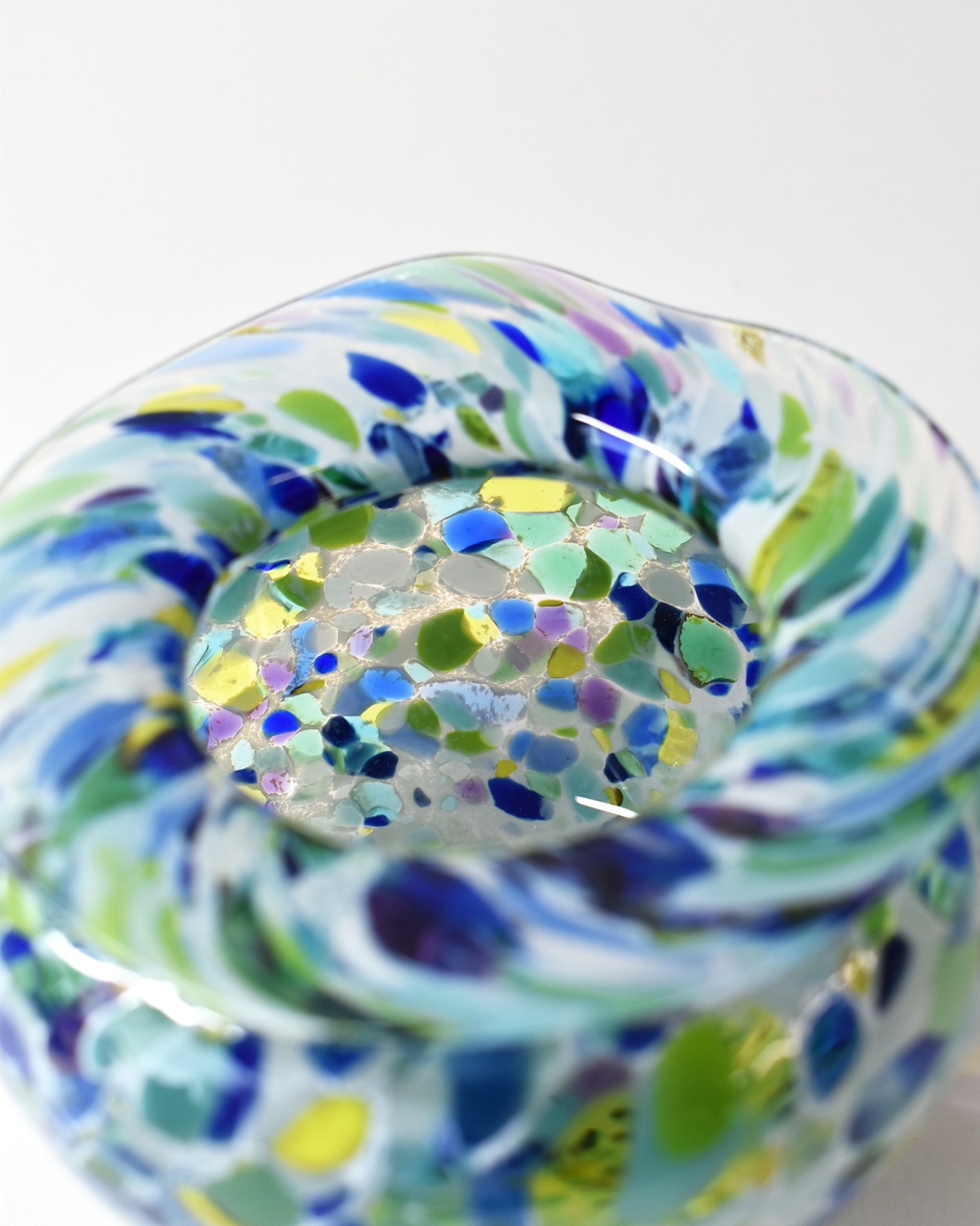 Handblown Blues & Greens Blown Glass Posy Vase