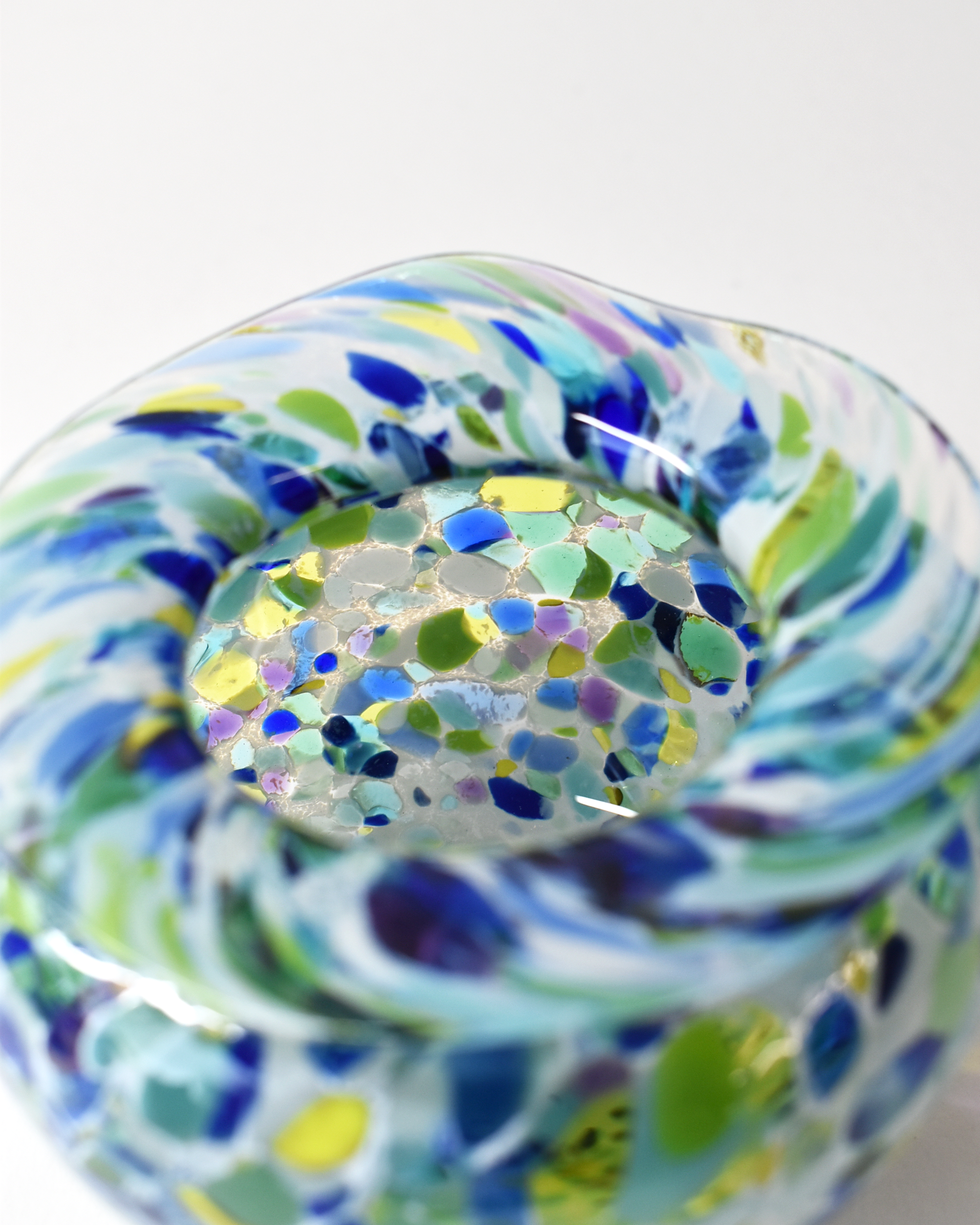 Handblown Blues & Greens Blown Glass Posy Vase