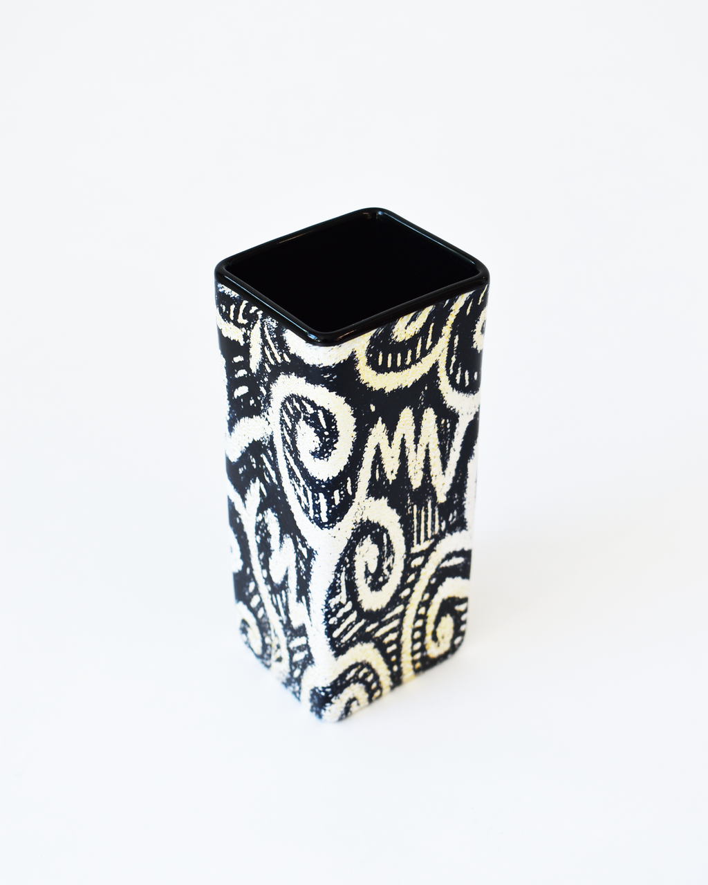 Monochrome & Gold Leaf Rectangular Vase