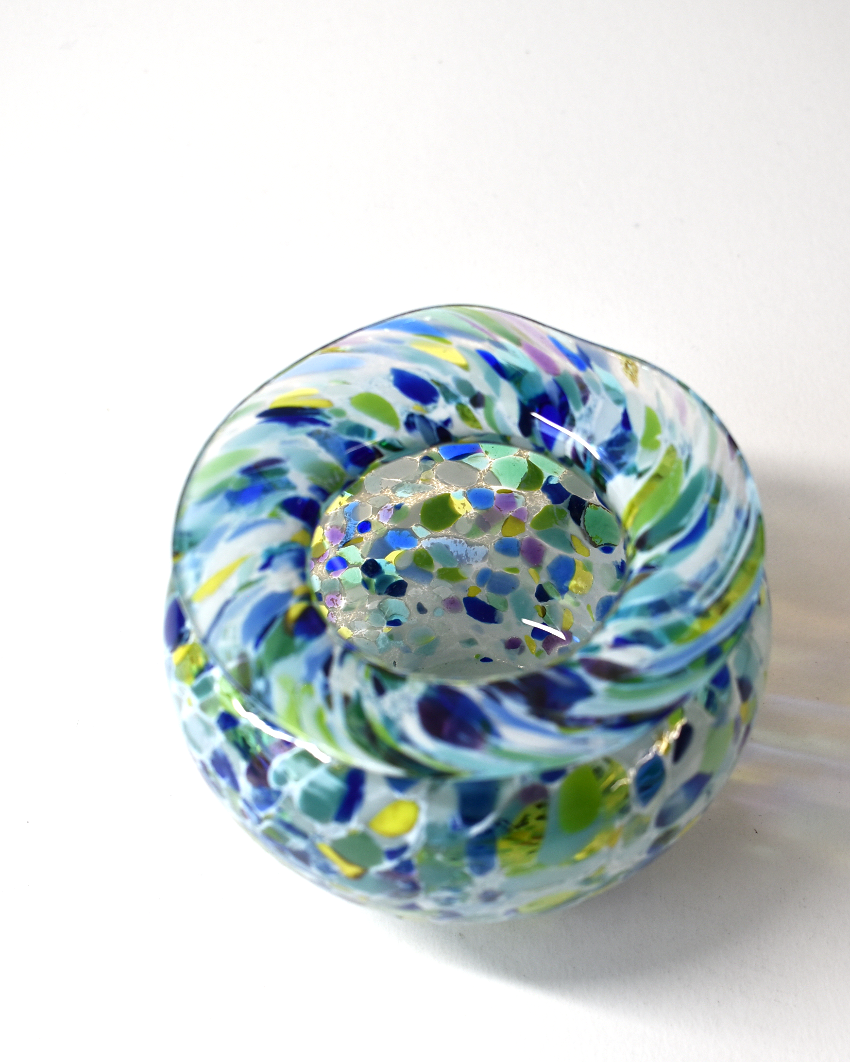 Handblown Blues & Greens Blown Glass Posy Vase