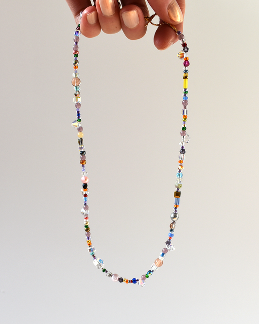 Shimmering Rainbow Seed Bead Necklace