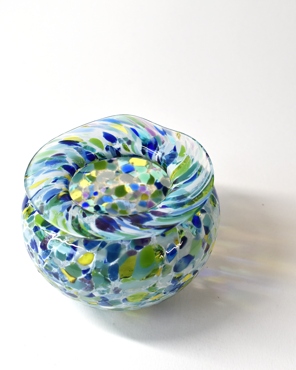 Handblown Blues & Greens Blown Glass Posy Vase