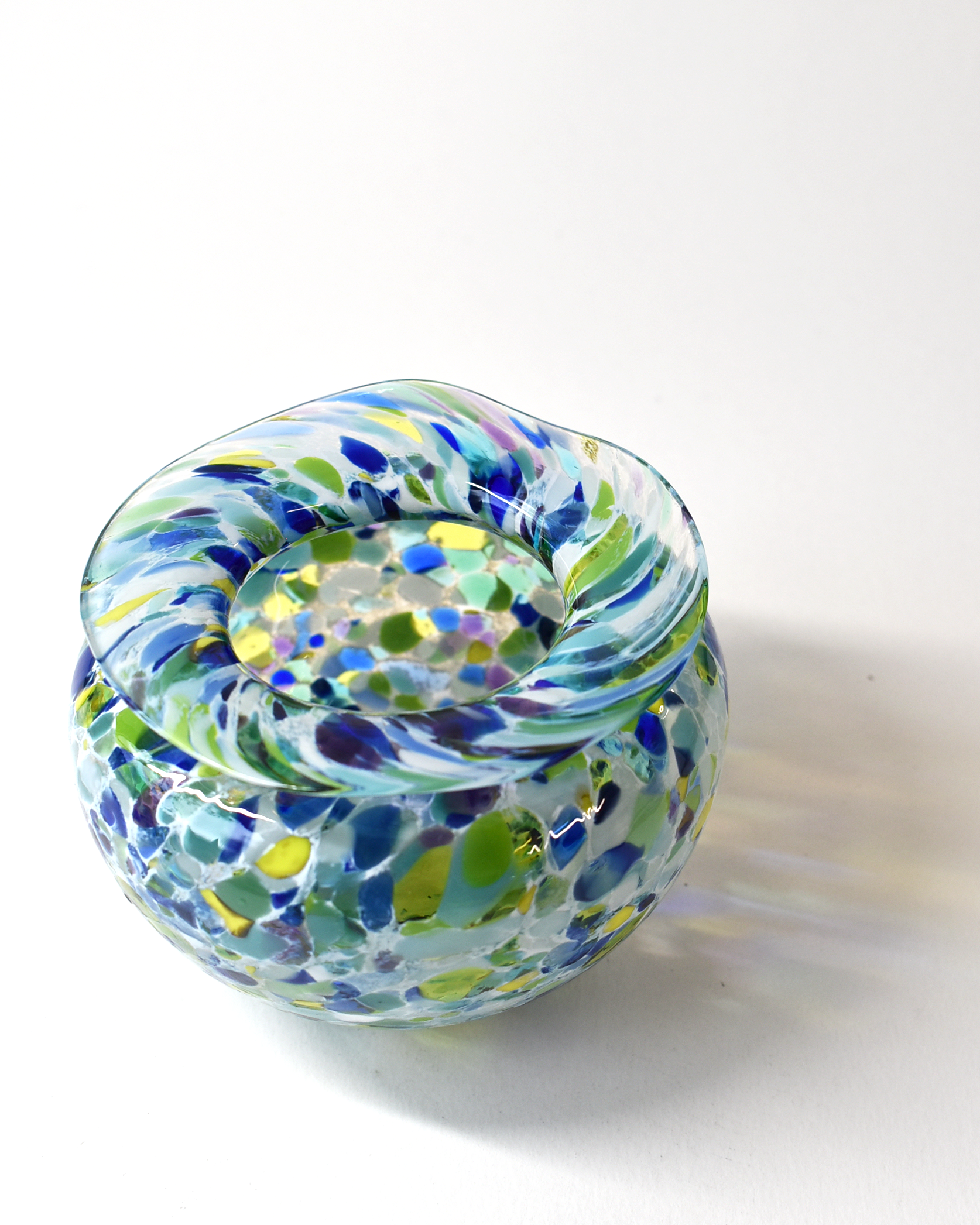 Handblown Blues & Greens Blown Glass Posy Vase