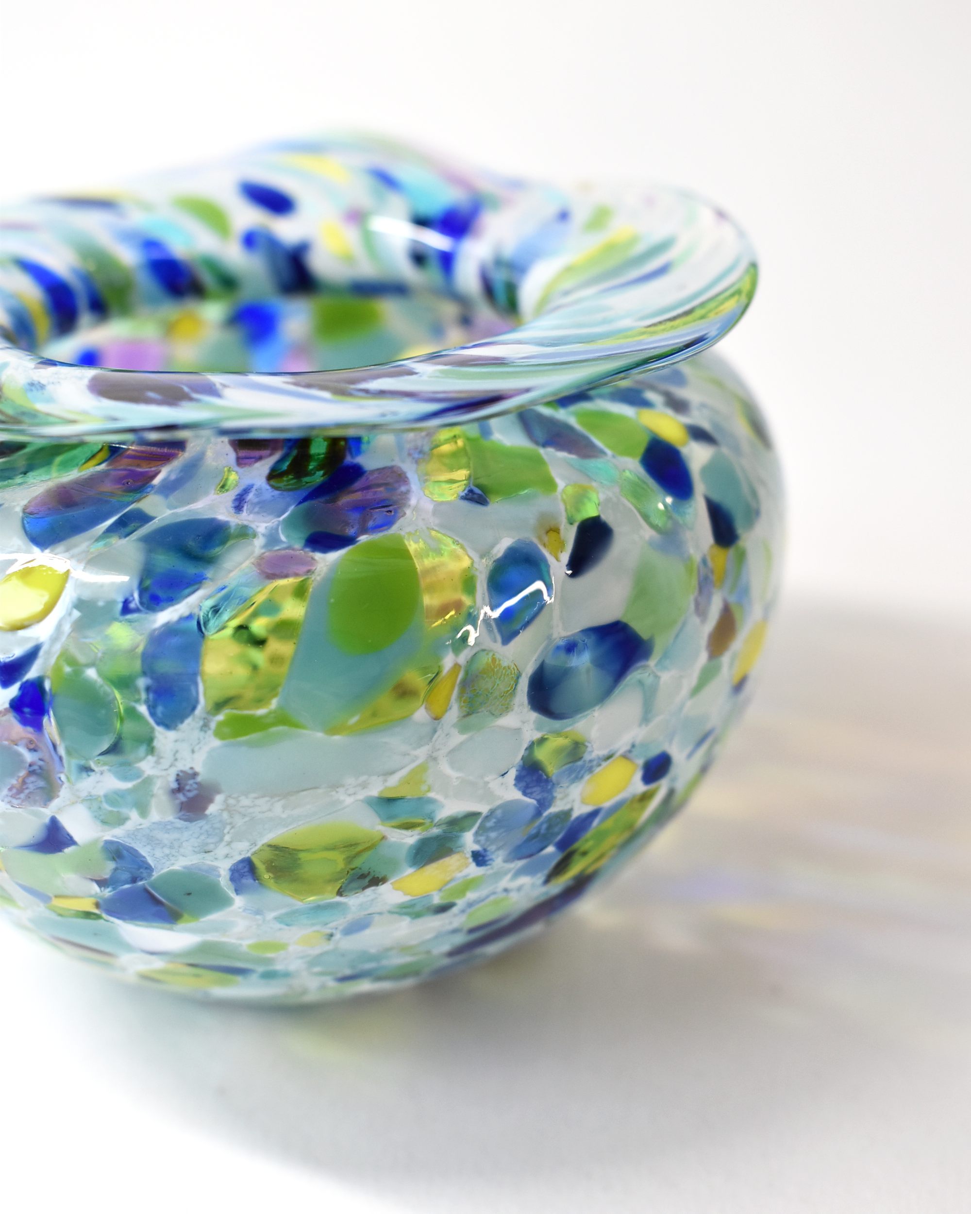 Handblown Blues & Greens Blown Glass Posy Vase