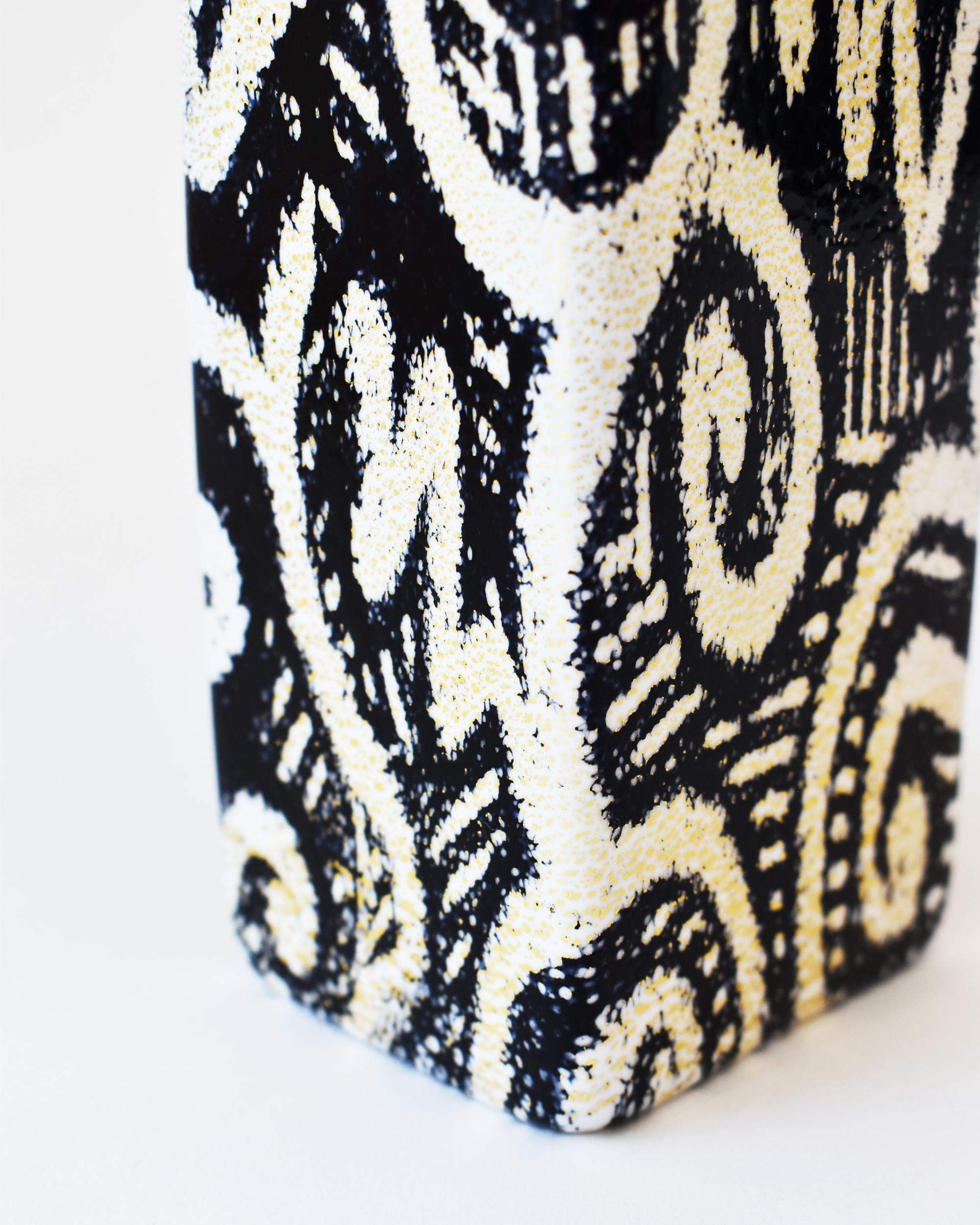 Monochrome & Gold Leaf Rectangular Vase