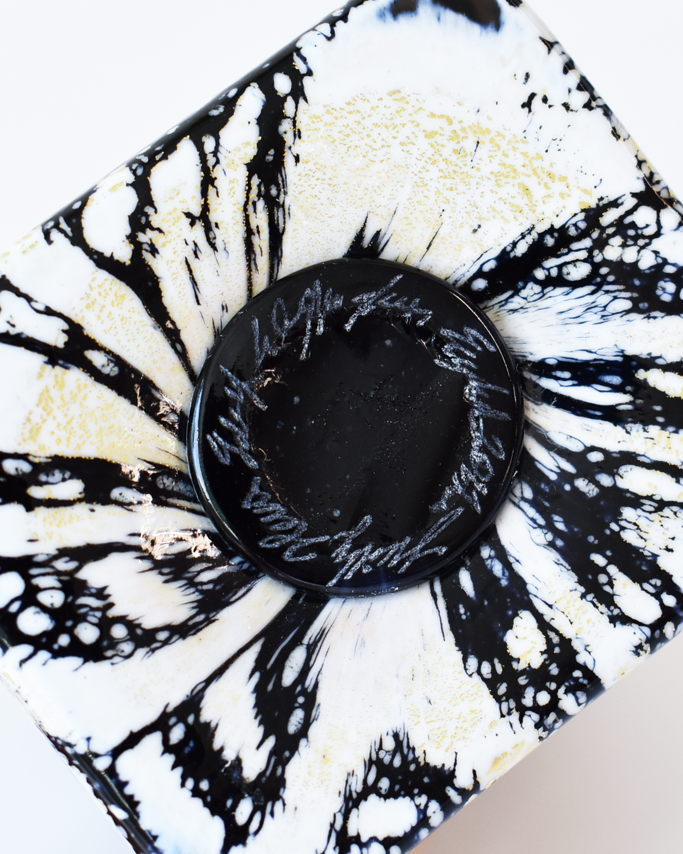 Monochrome & Gold Leaf Rectangular Vase