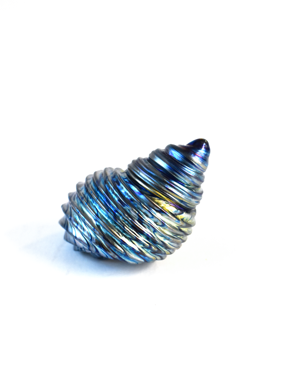 Conical Blue Featherspray Glass Shell (S)