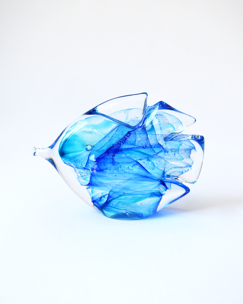 Streaky Blue Sparkle Glass Fish