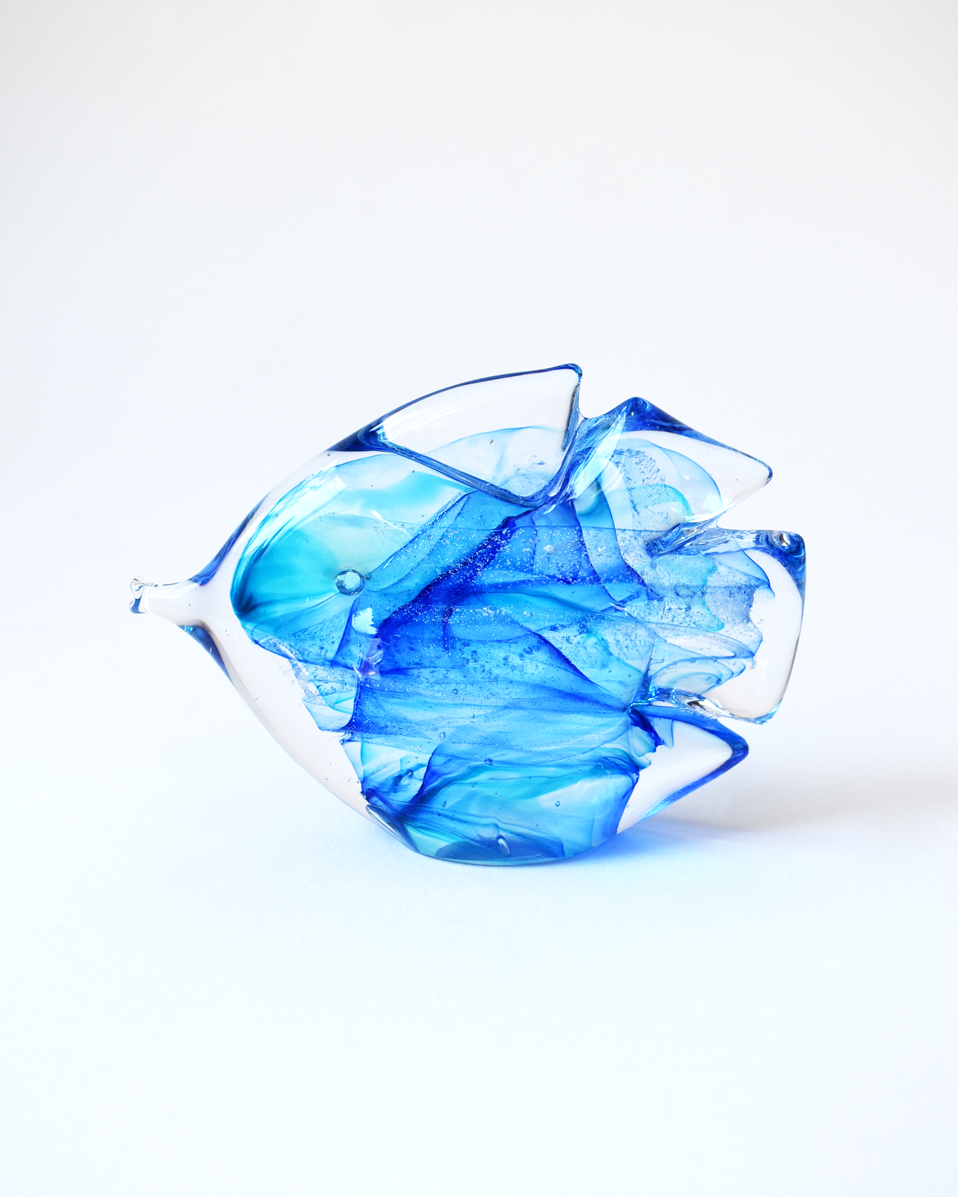 Streaky Blue Sparkle Glass Fish