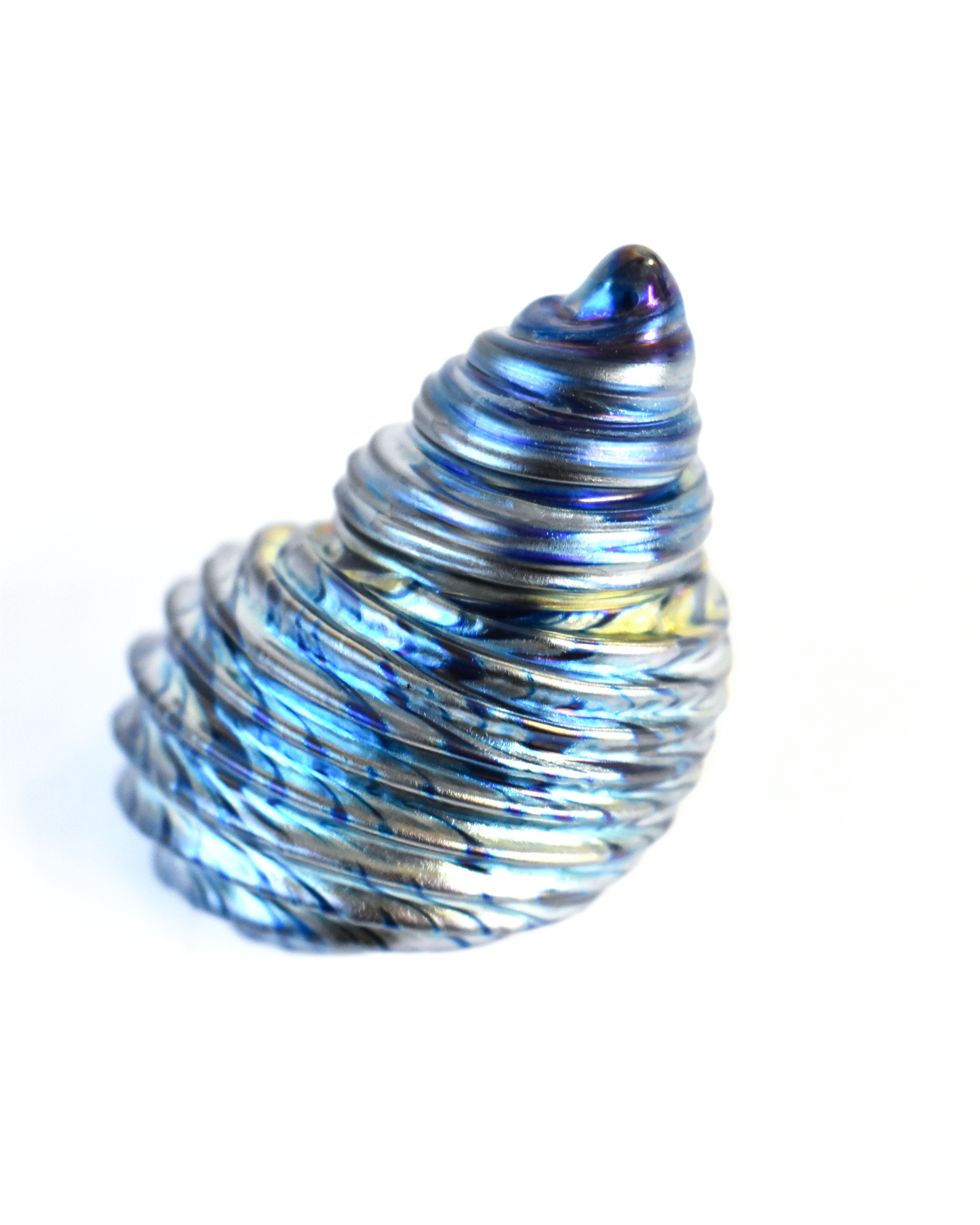 Conical Blue Featherspray Glass Shell (S)