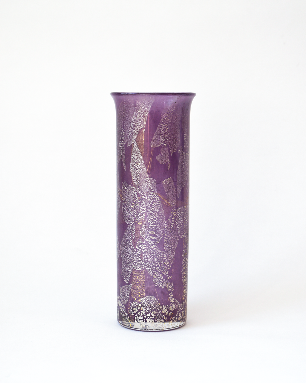 Mauve Gold & Silverleaf Cylindrical Vase
