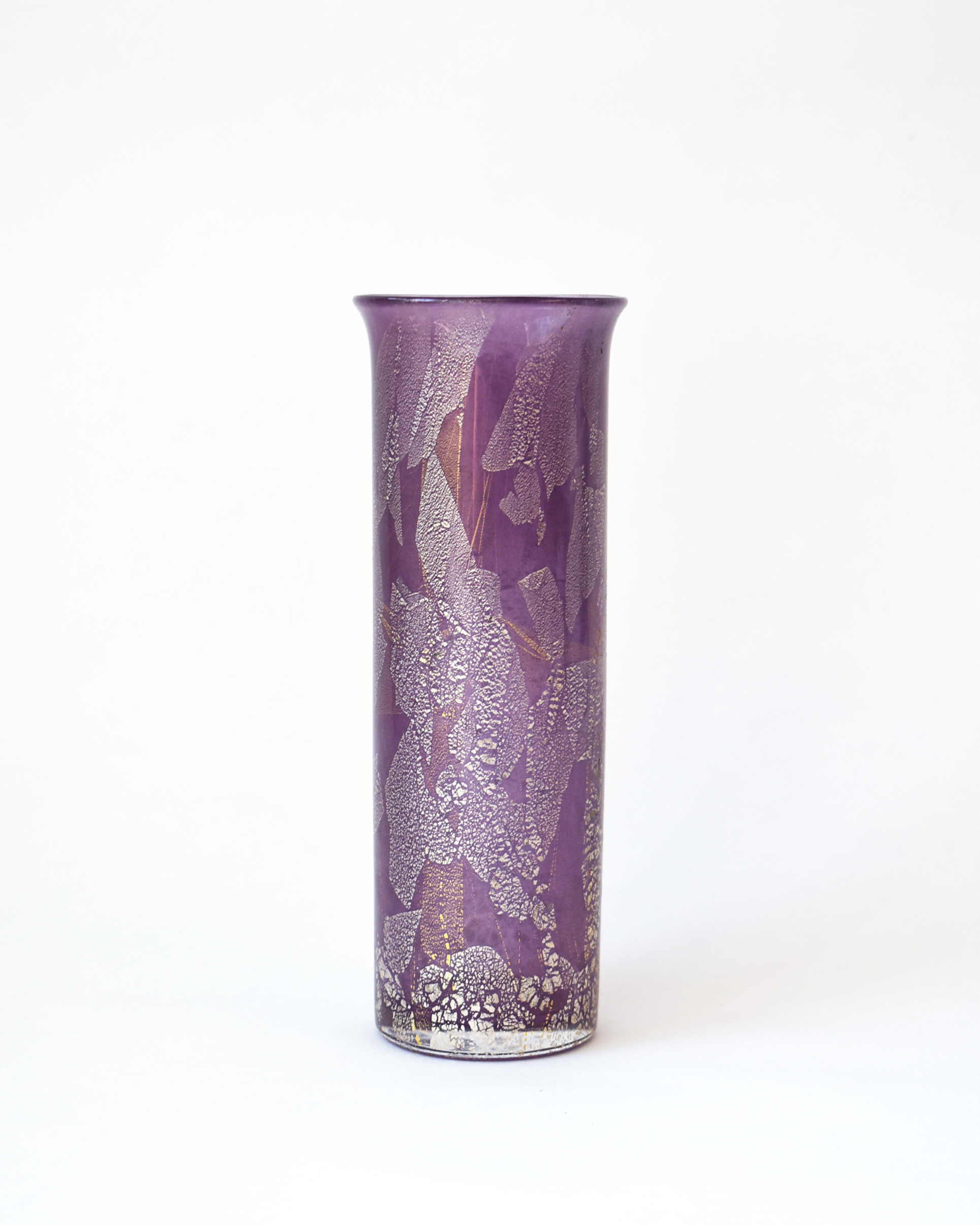 Mauve Gold & Silverleaf Cylindrical Vase