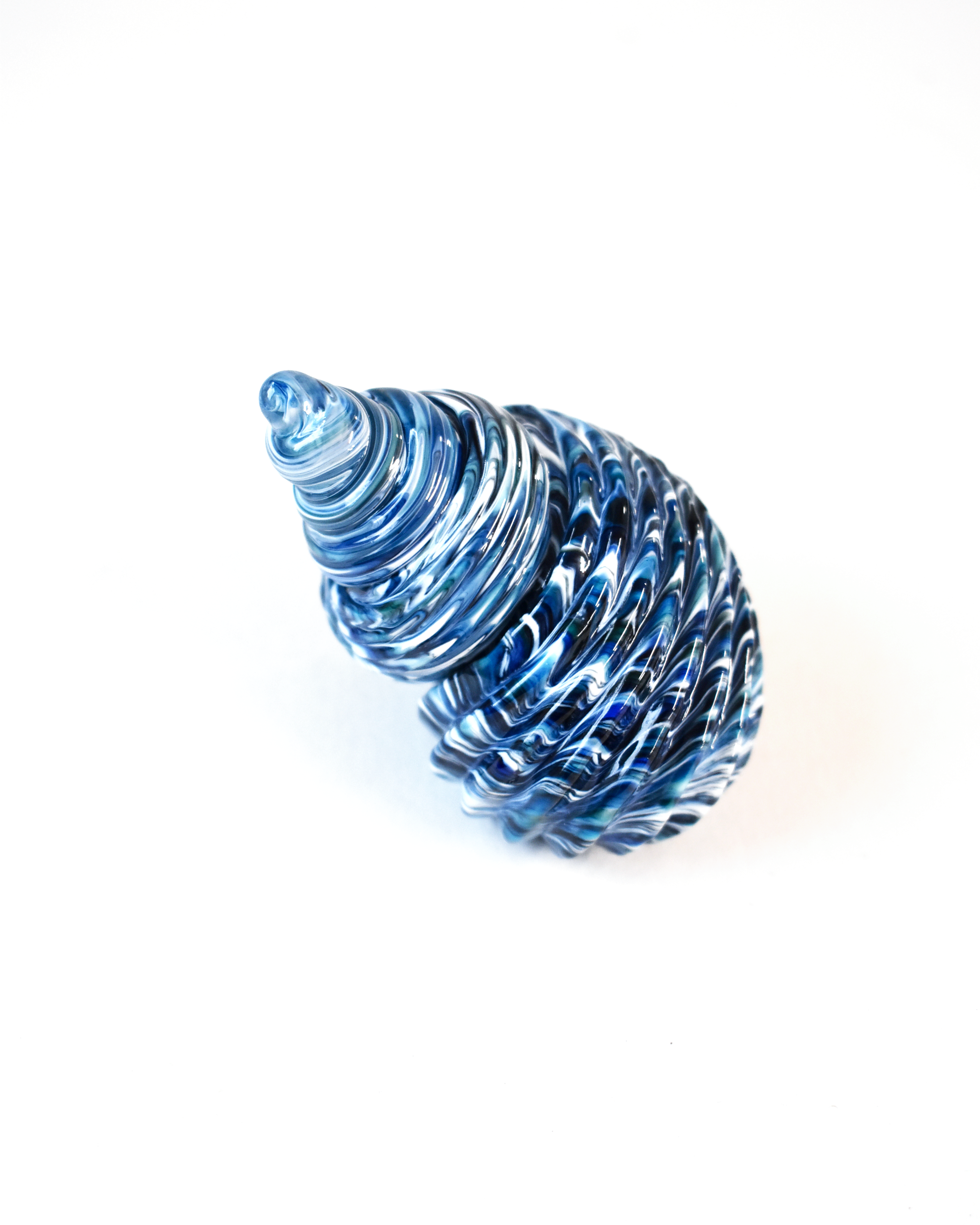 Conical 'Blue Ripple' Blown Glass Shell (S)