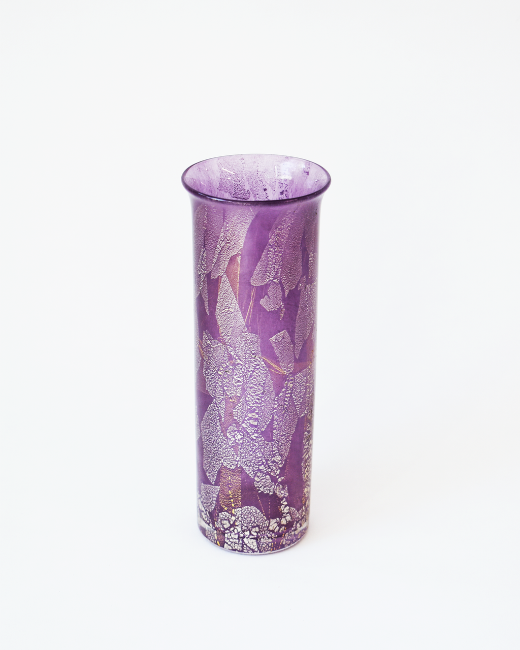 Mauve Gold & Silverleaf Cylindrical Vase
