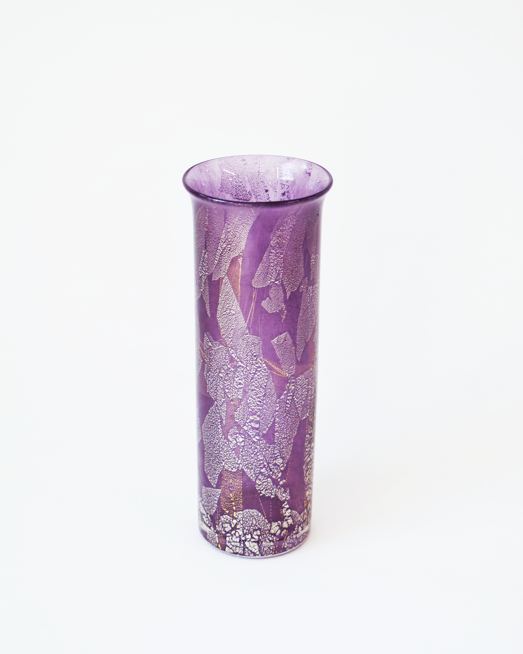 Mauve Gold & Silverleaf Cylindrical Vase
