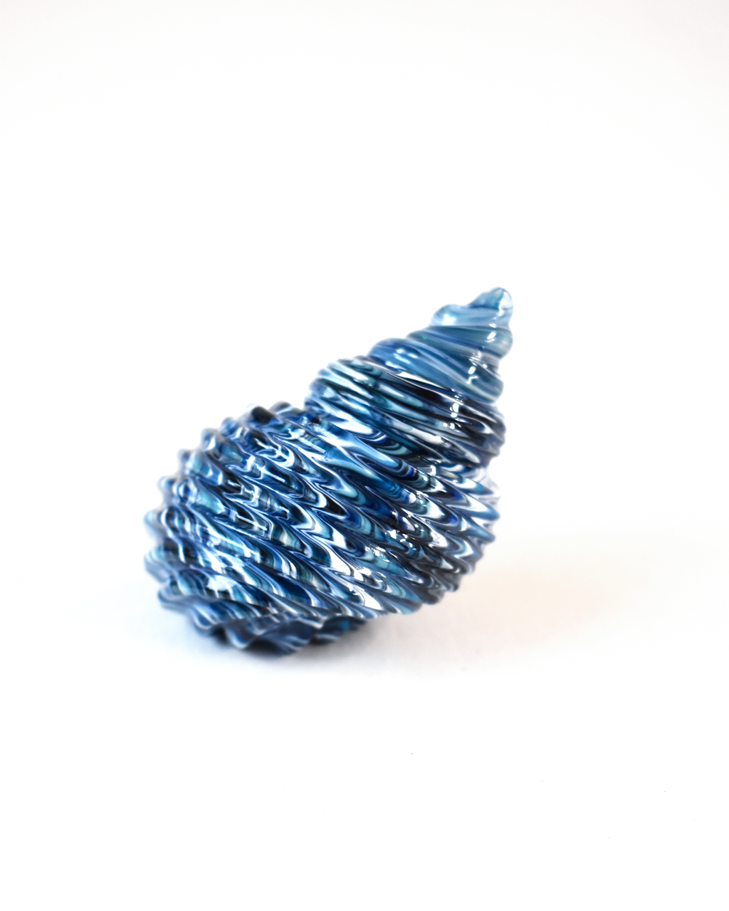 Conical 'Blue Ripple' Blown Glass Shell (S)