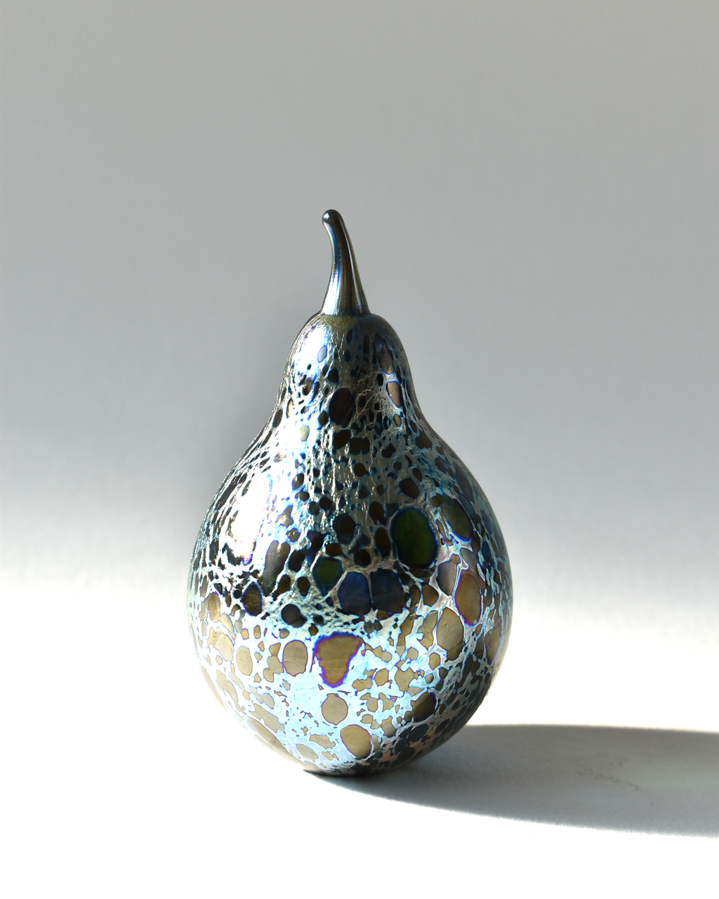 Mulberry Blue Blown Glass Pear (L)
