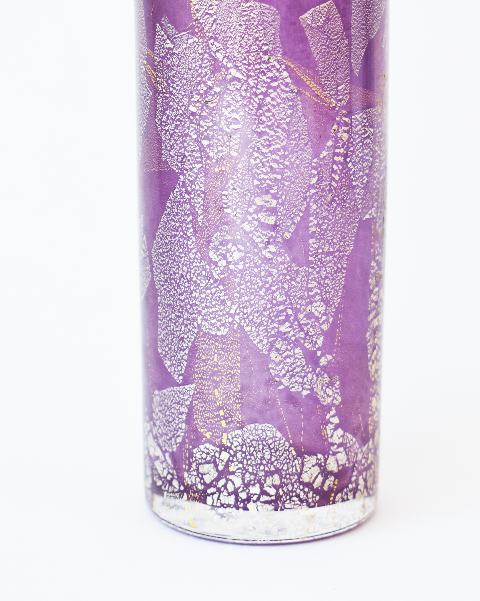 Mauve Gold & Silverleaf Cylindrical Vase