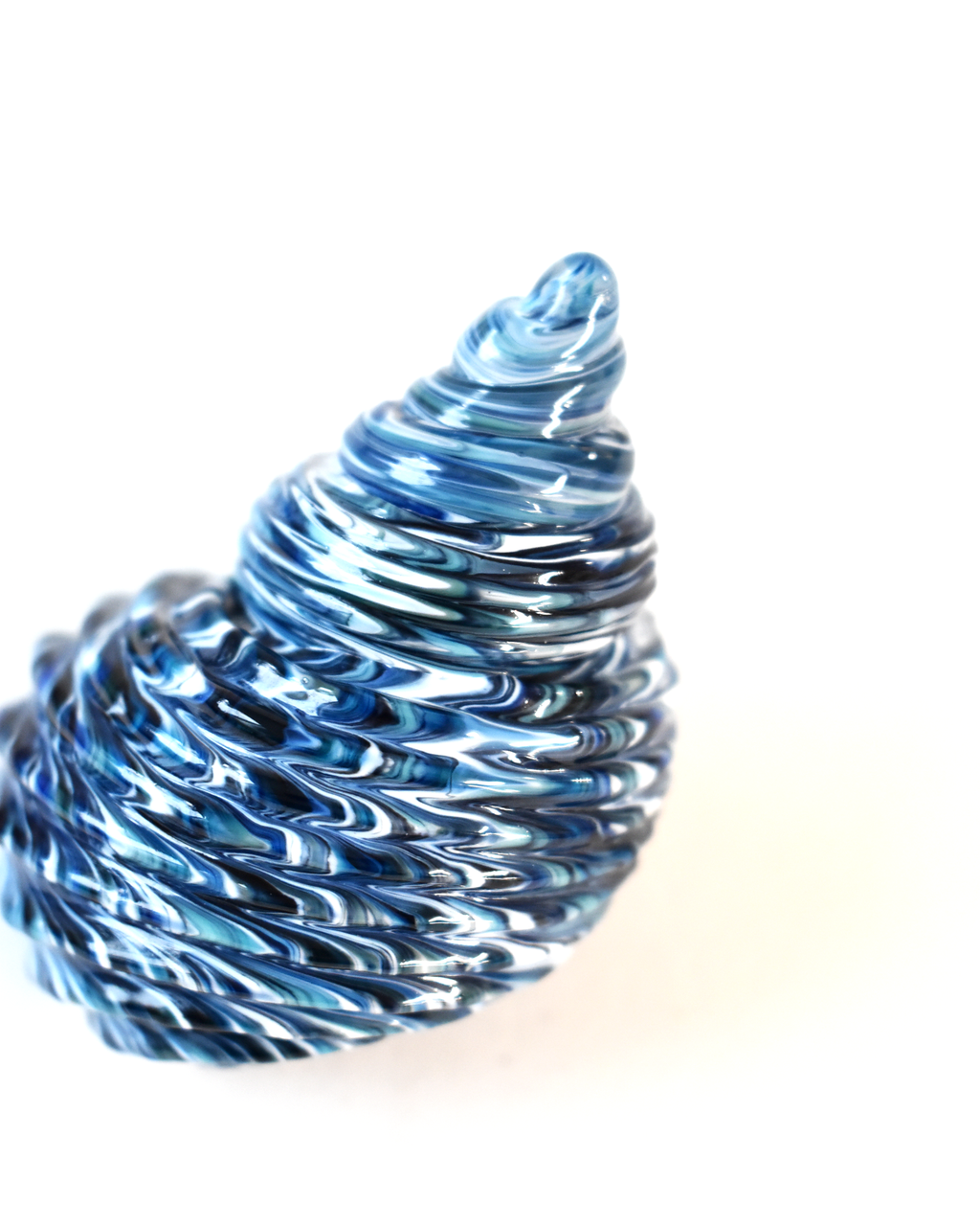 Conical 'Blue Ripple' Blown Glass Shell (S)