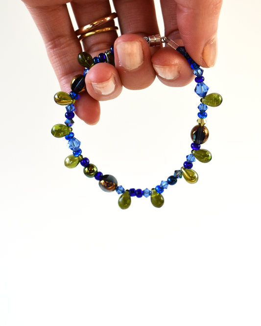 Bohemian Green & Royal Blue Crystal Bracelet