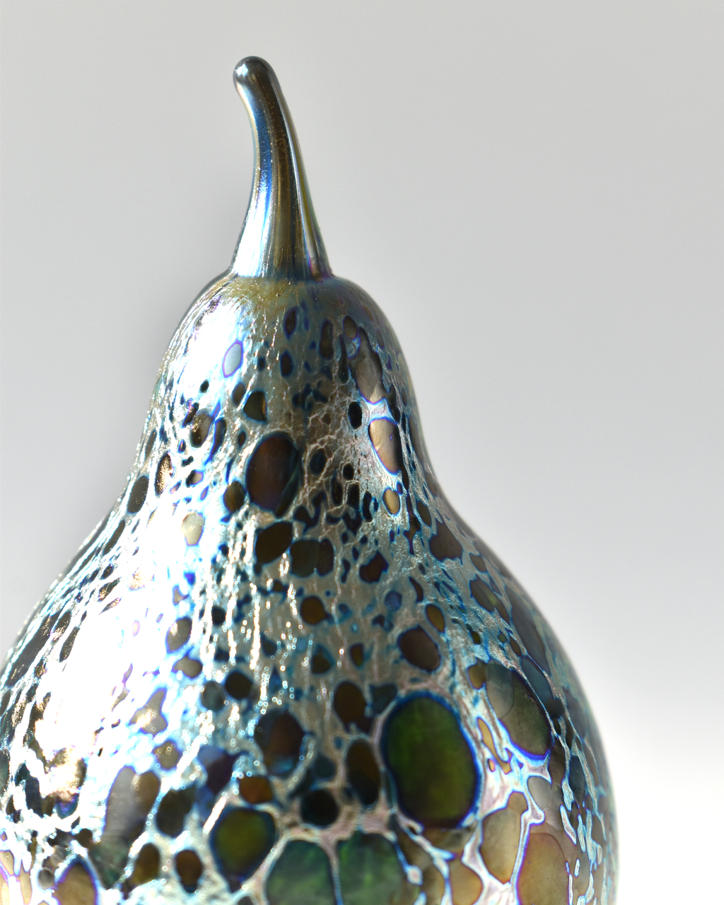 Mulberry Blue Blown Glass Pear (L)