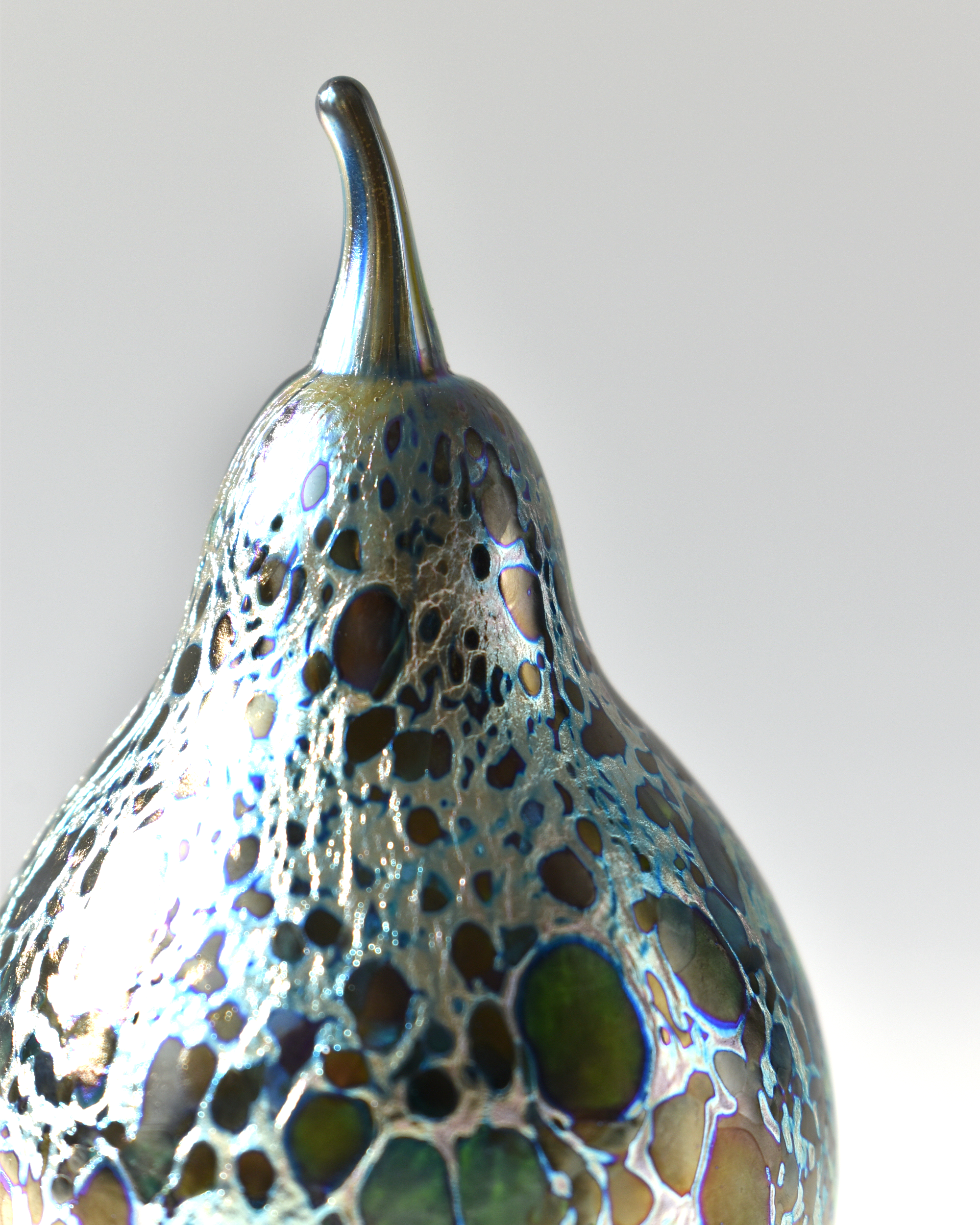 Mulberry Blue Blown Glass Pear (L)