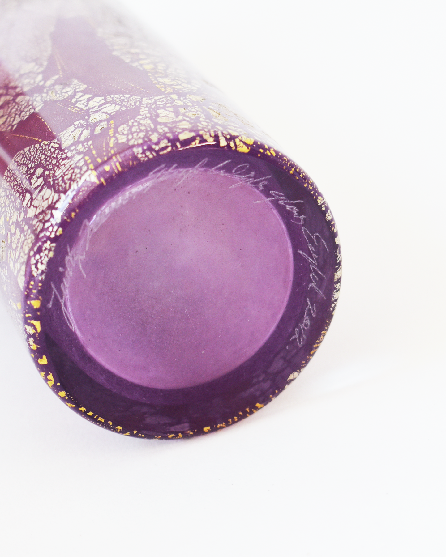 Mauve Gold & Silverleaf Cylindrical Vase