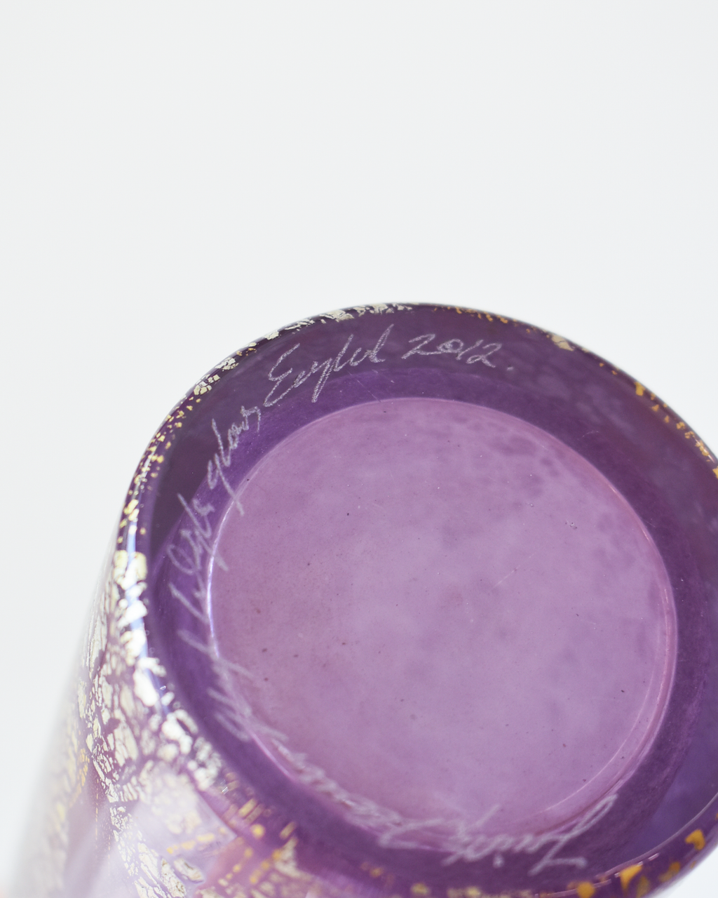 Mauve Gold & Silverleaf Cylindrical Vase