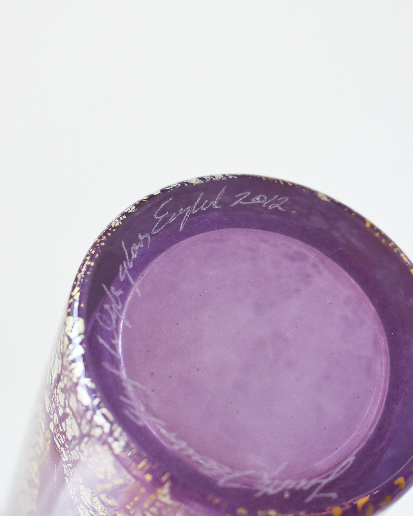 Mauve Gold & Silverleaf Cylindrical Vase
