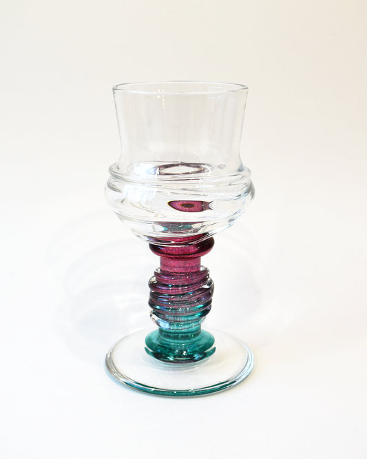 Pink & Turquoise Ripple Glass Goblet