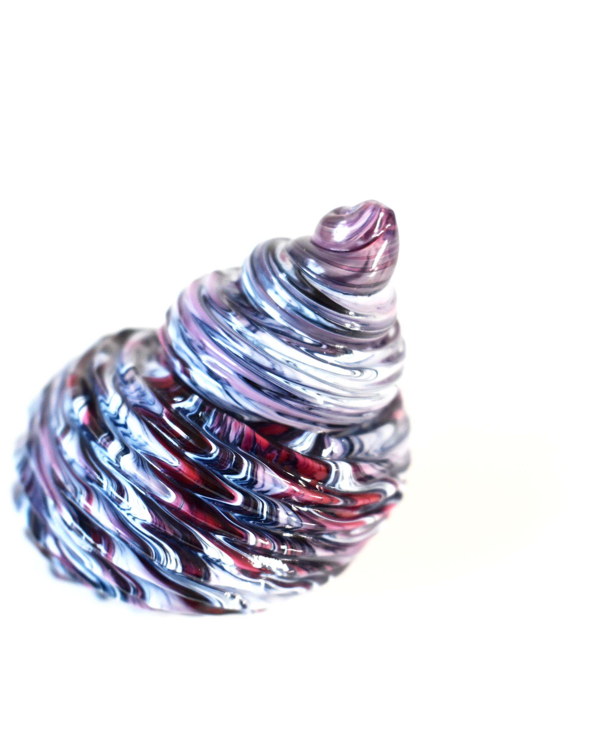 Conical 'Raspberry Ripple' Glass Shell (S)