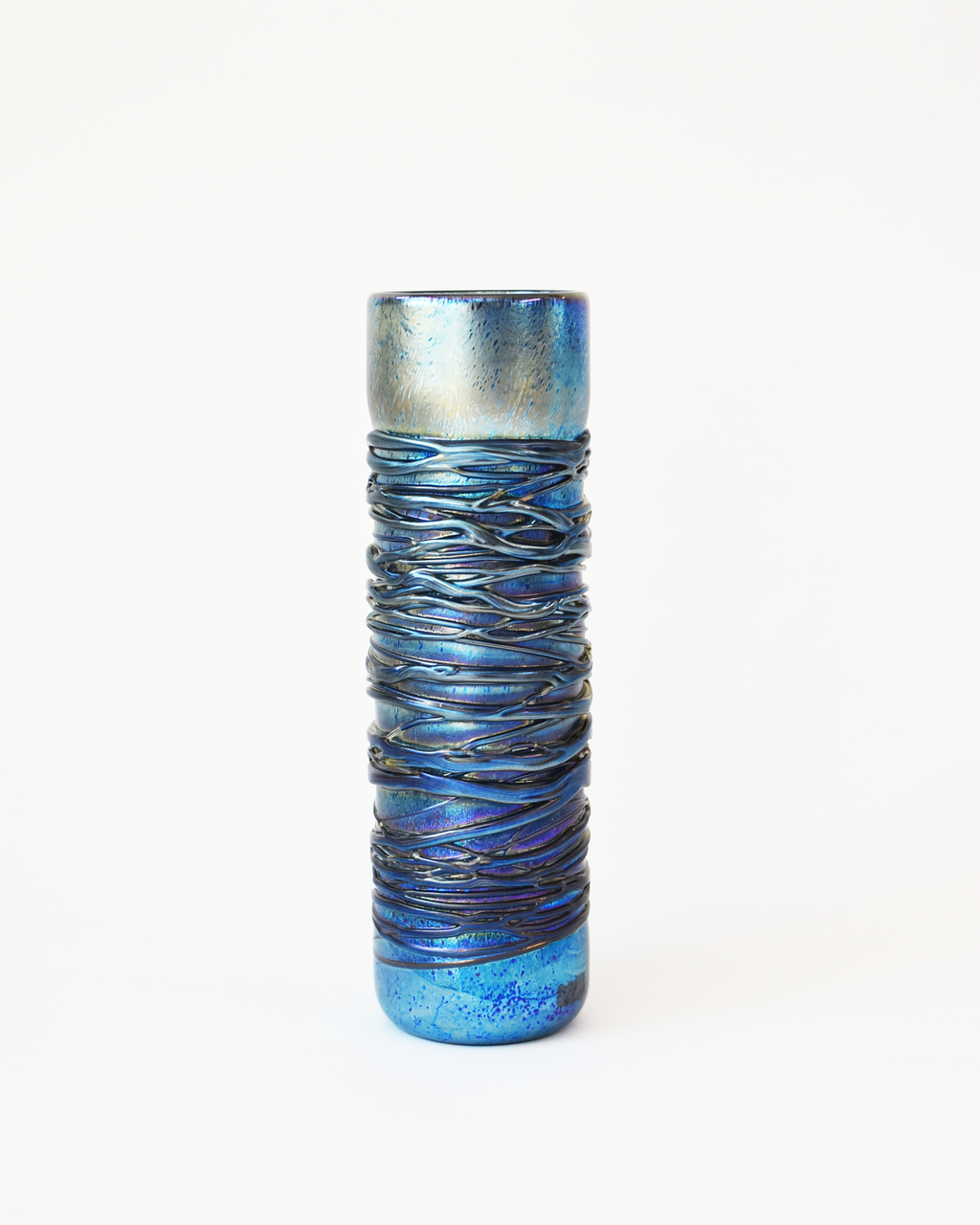 Sea Ripple Iridescent Cylindrical Vase