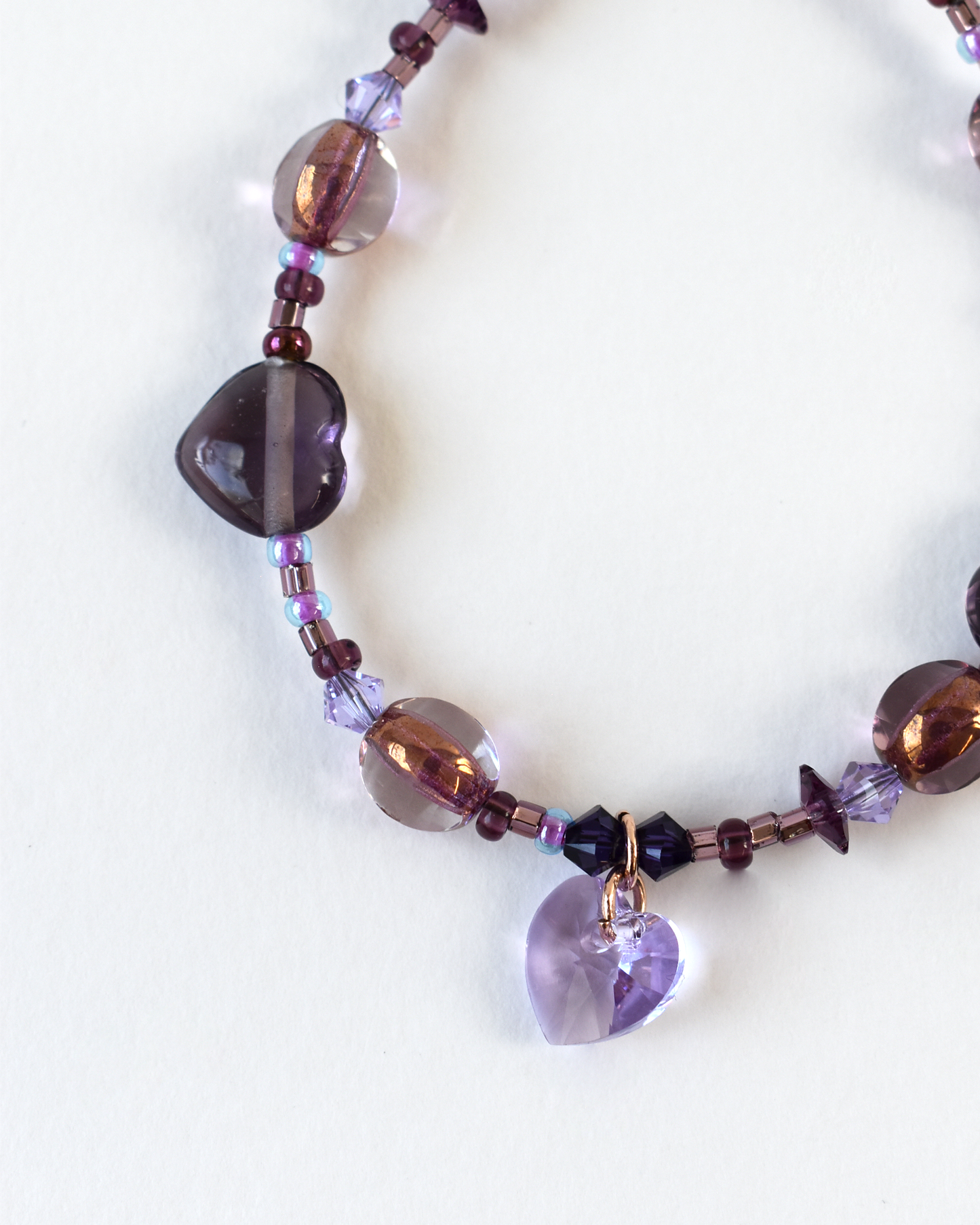 Pink & Purple Heart Crystal Bracelet