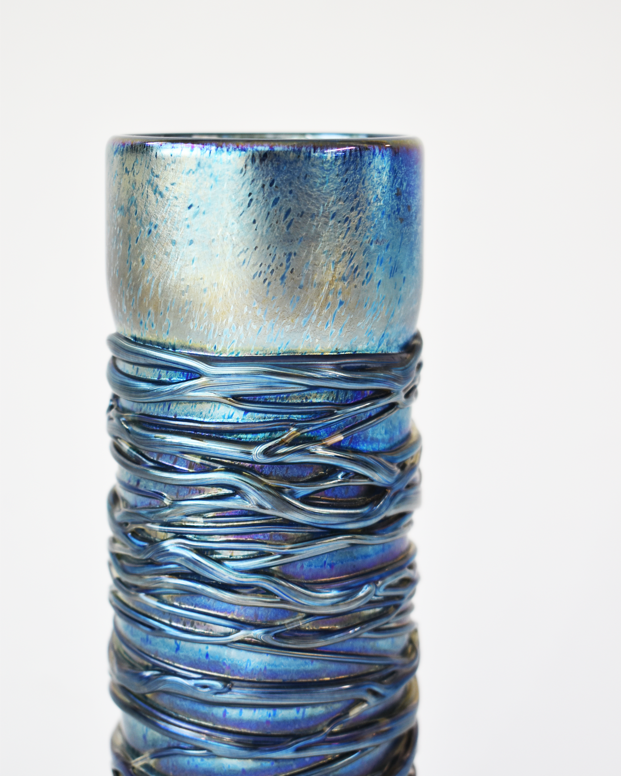 Sea Ripple Iridescent Cylindrical Vase