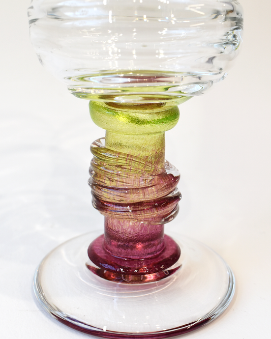 Lime & Pink Ripple Glass Goblet