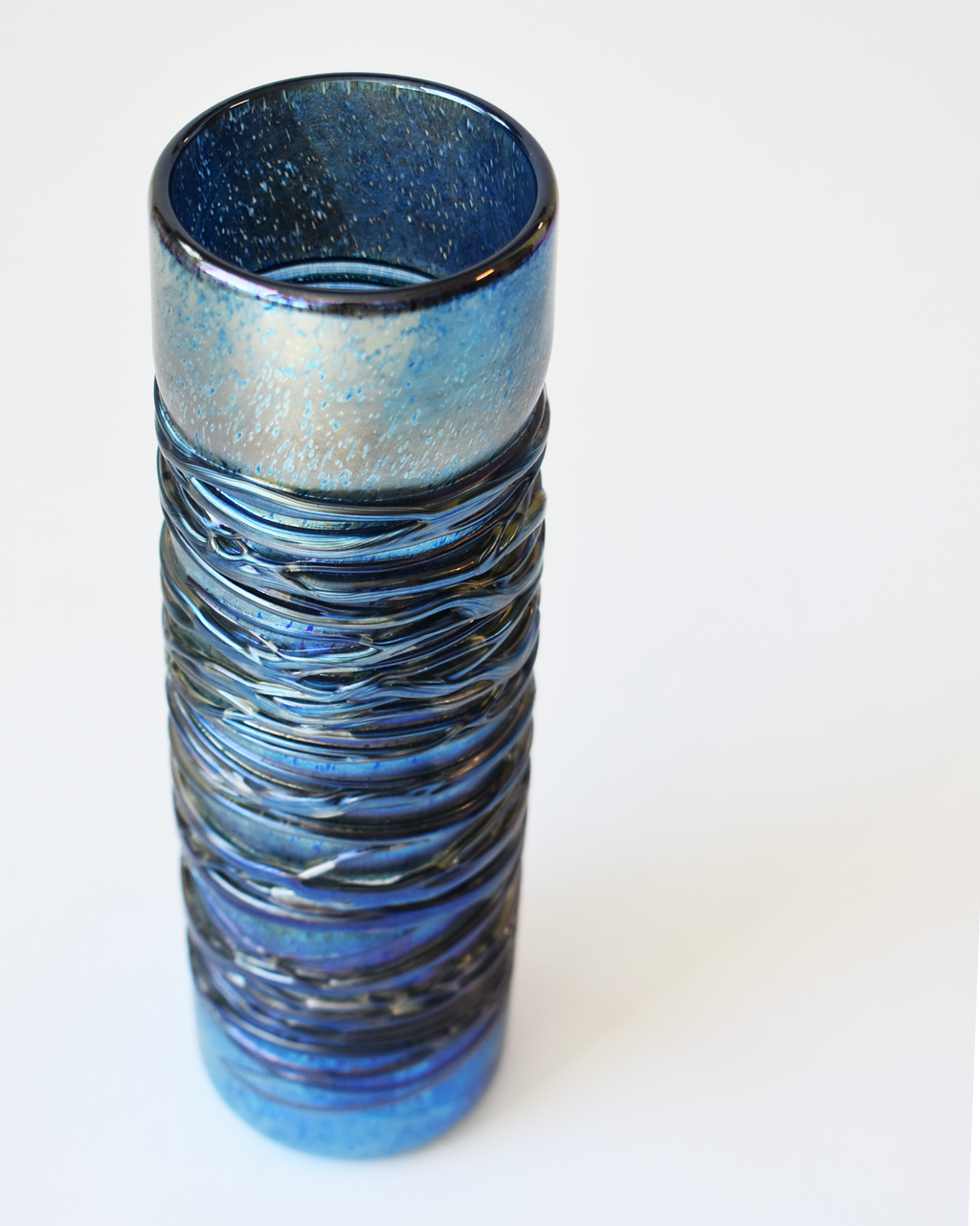 Sea Ripple Iridescent Cylindrical Vase