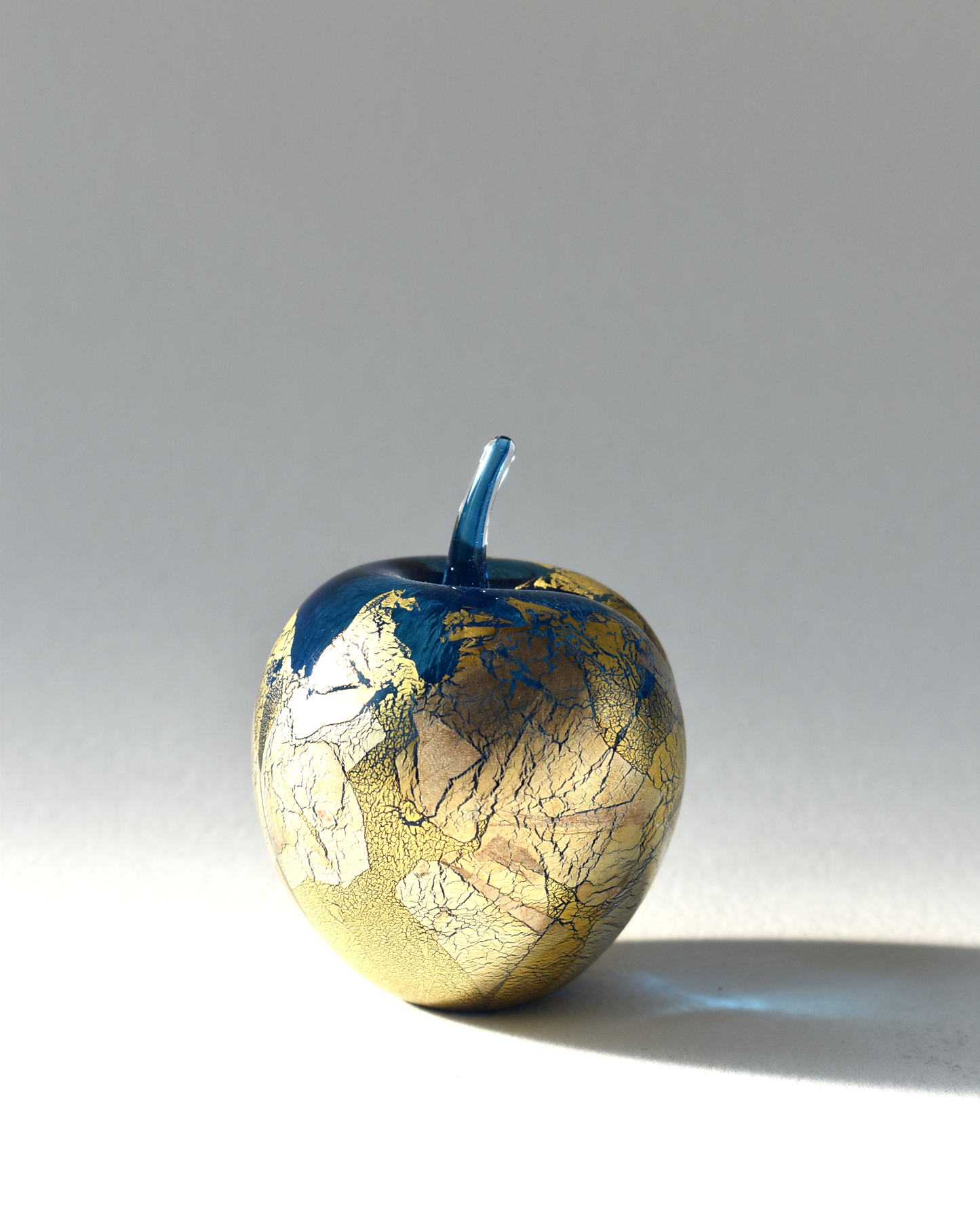 Blue Gold Leaf Glass Apple (L)