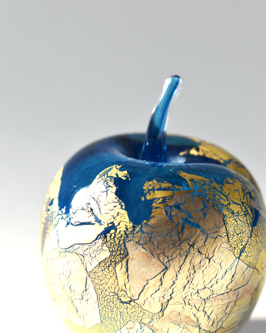 Blue Gold Leaf Glass Apple (L)