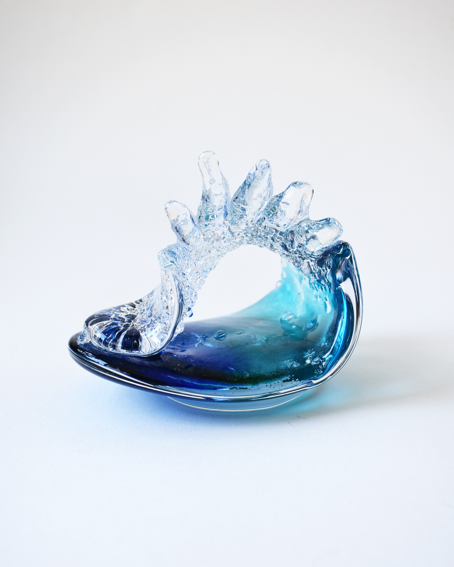 Mini Aqua Crest Wave Glass Sculpture
