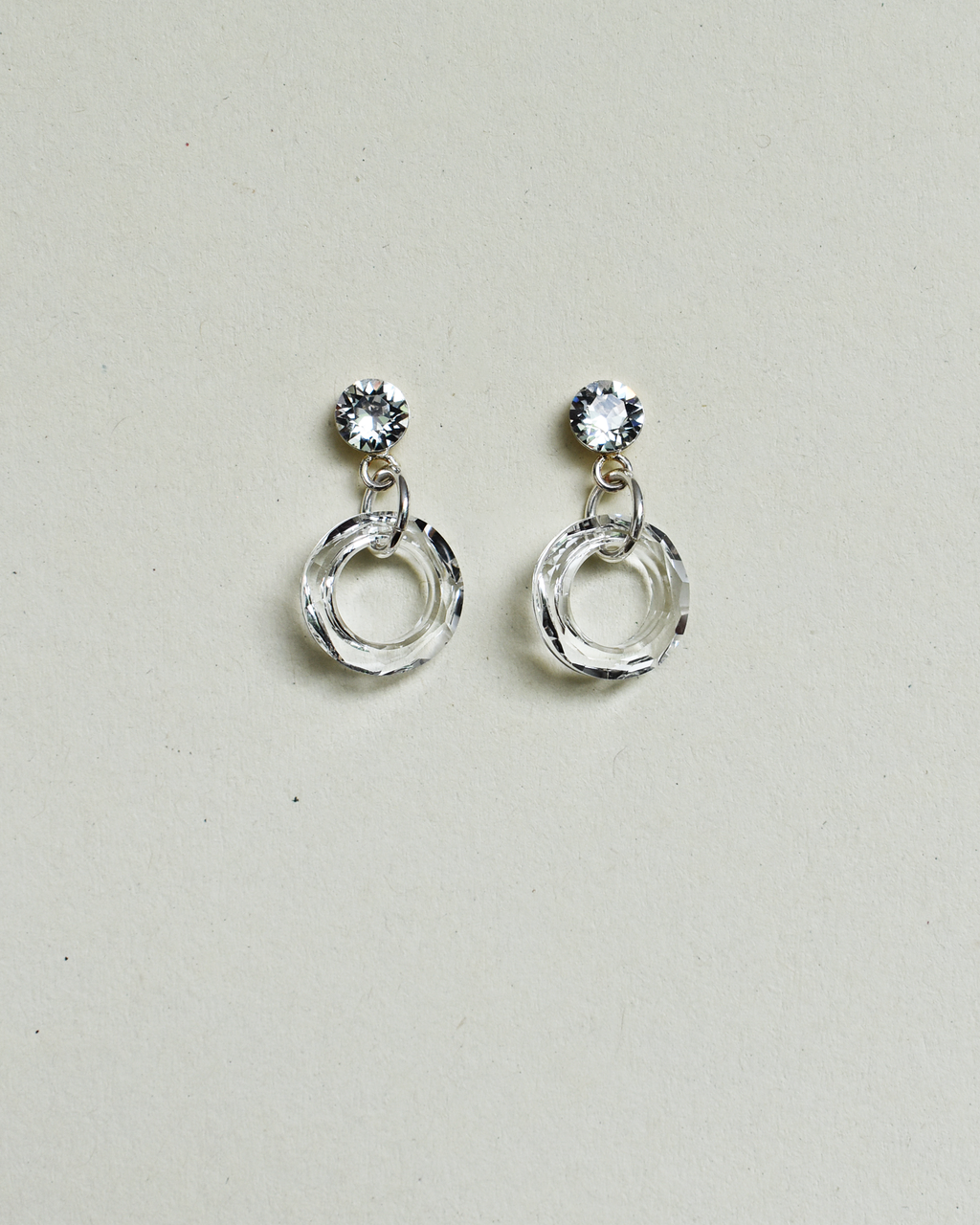 Clear Crystal Hoop Drop Earrings