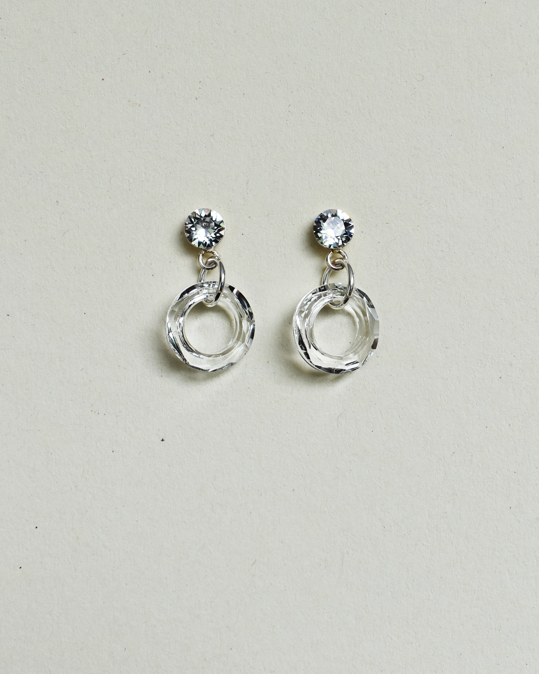 Clear Crystal Hoop Drop Earrings