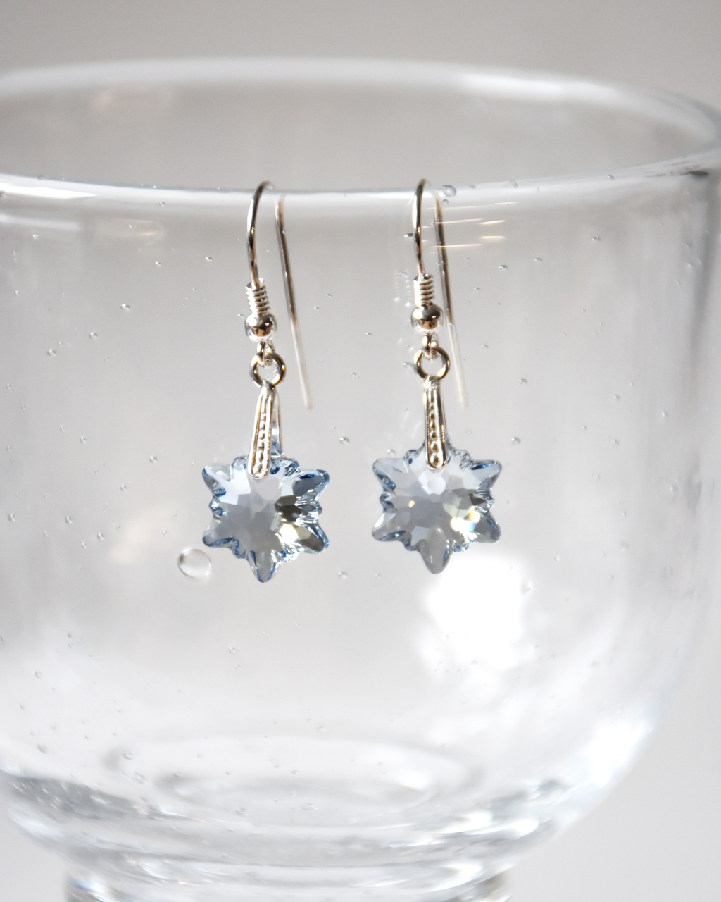 Delicate Blue Edelweiss Crystal Earrings