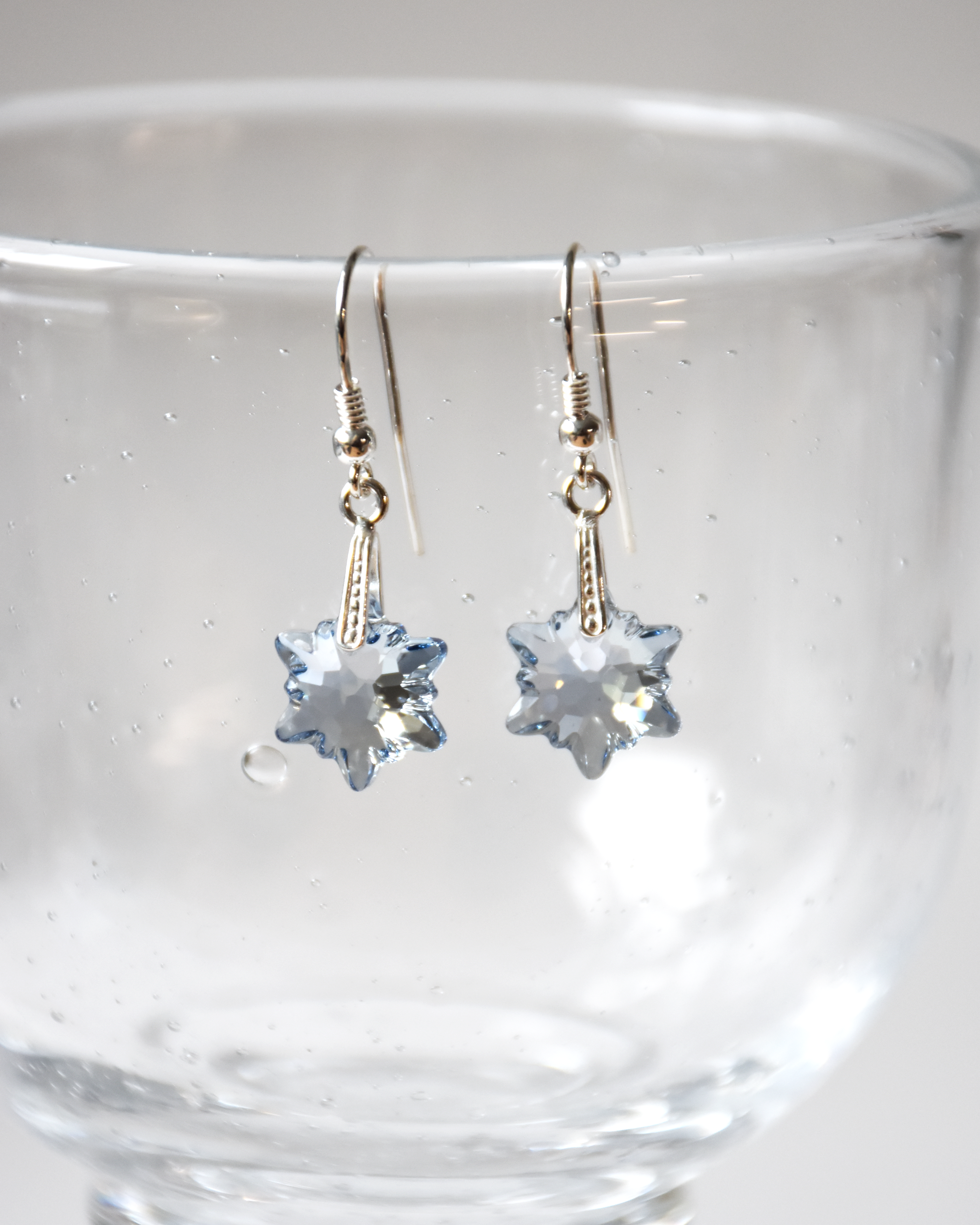 Delicate Blue Edelweiss Crystal Earrings